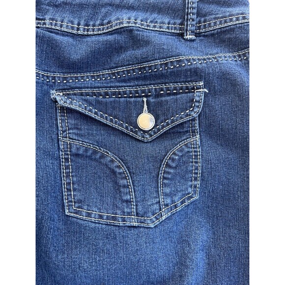 Avenue Plus Size 18W Denim Mini Skirt Dark Wash Stretch Double Button Pockets - Picture 6 of 9